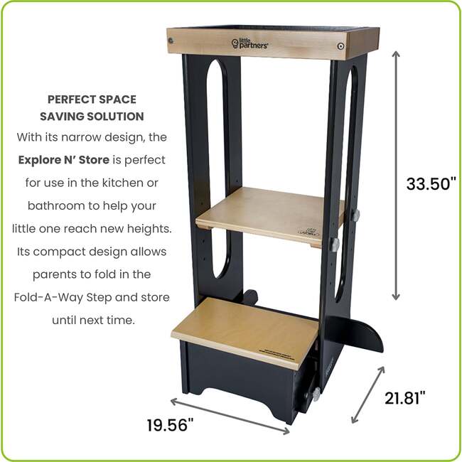 Explore N Store Learning Tower, Charcoal w/ Natural - Play Tables - 6