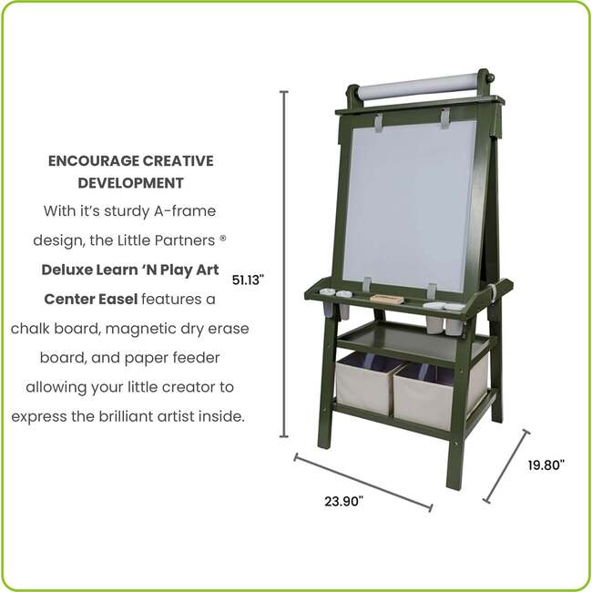 Deluxe Learn and Play Art Center, Olive Green - Easels & Art Tables - 6