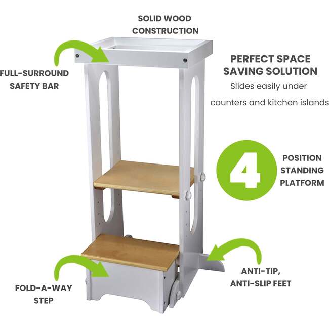 Explore N Store Learning Tower, Soft White w/ Natural - Play Tables - 5