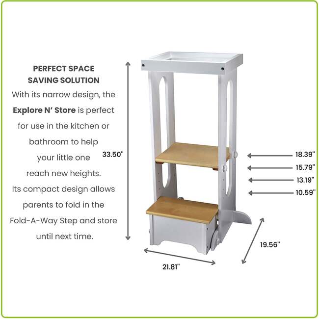 Explore N Store Learning Tower, Soft White w/ Natural - Play Tables - 6