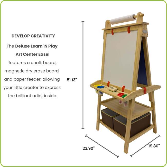 Deluxe Learn and Play Art Center, Natural - Easels & Art Tables - 6