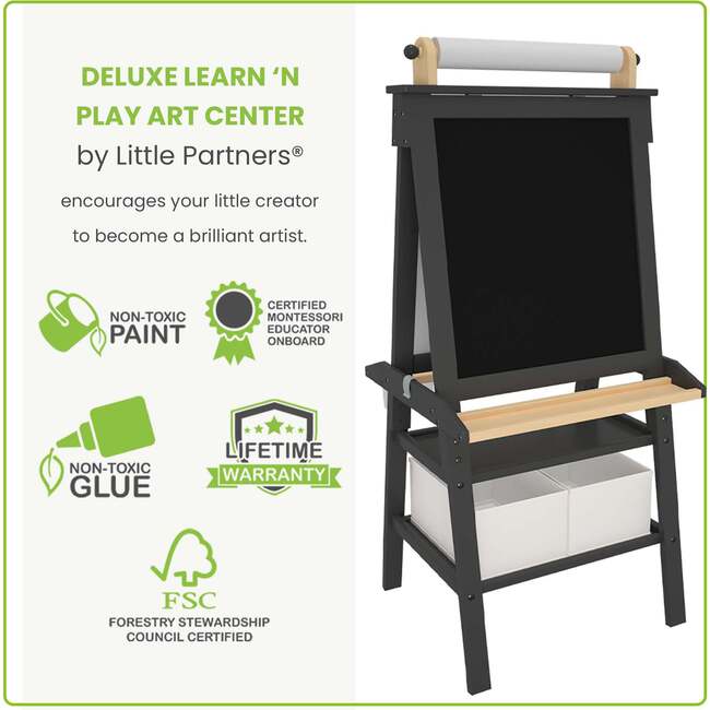 Deluxe Learn and Play Art Center, Charcoal with Natural - Play Tables - 6