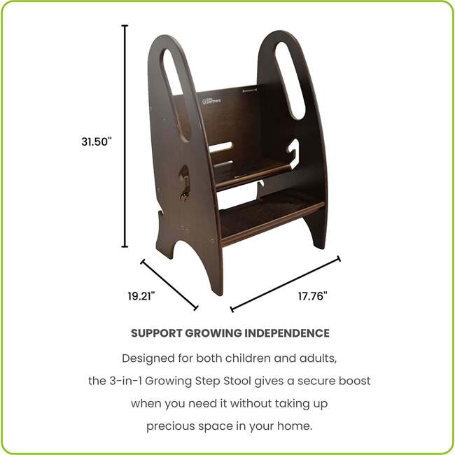 3-in-1 Growing Step Stool, Espresso - Kids Seating - 5