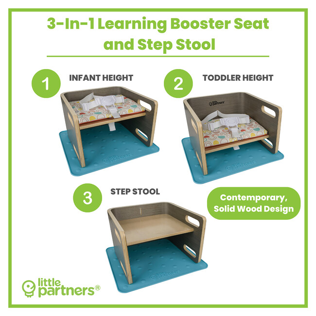 3-in-1 Learning Booster, Rainbows on Slate Grey - Booster Seats - 6