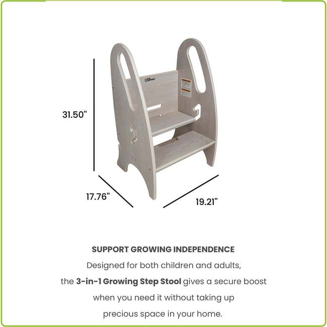 3-in-1 Growing Step Stool, Premium Ivory - Kids Seating - 7