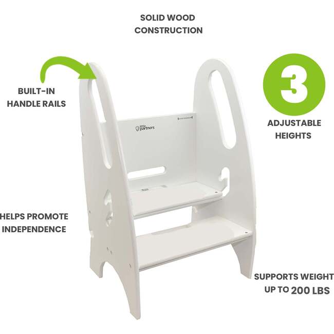 3-in-1 Growing Step Stool, Soft White - Kids Seating - 5