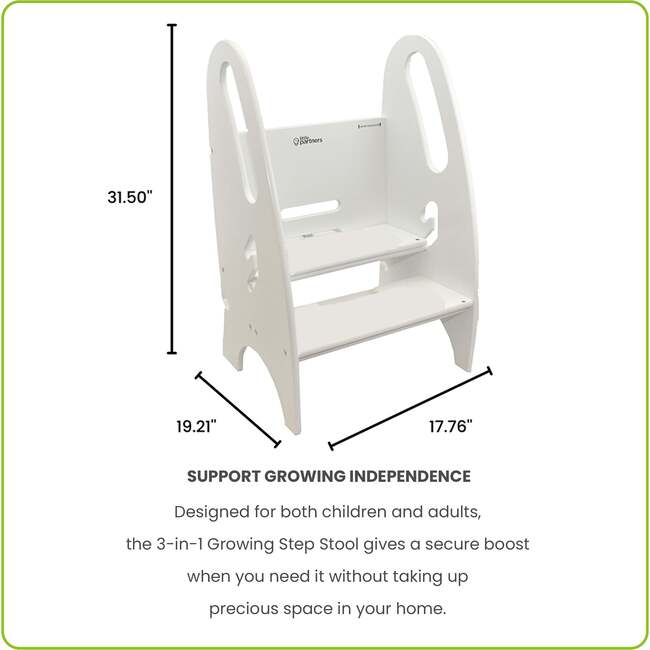 3-in-1 Growing Step Stool, Soft White - Kids Seating - 6