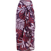 Women's Pareo Polynesian Leaf Print Wrap, Purple - Cover-Ups - 1 - thumbnail