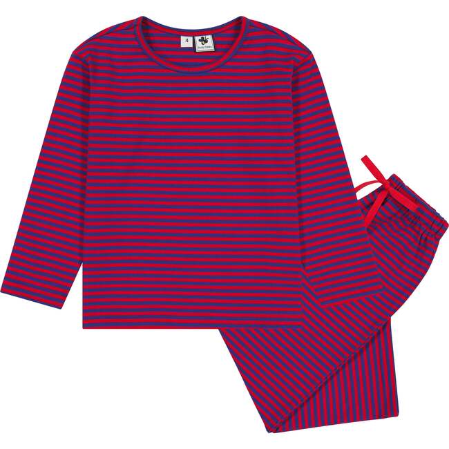 Mason 2-Piece Knit Lounge Set, Red Blue Stripe - Mixed Apparel Set - 1