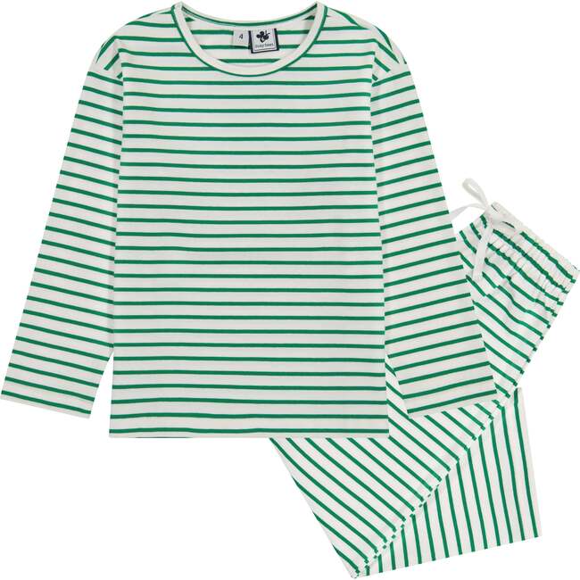 Mason 2-Piece Knit Lounge Set, Green White Stripe - Mixed Apparel Set - 1