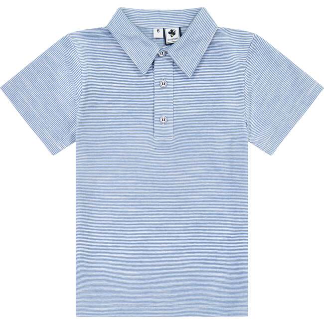 Busy Bees Short Sleeve Polo, Blue Chambray