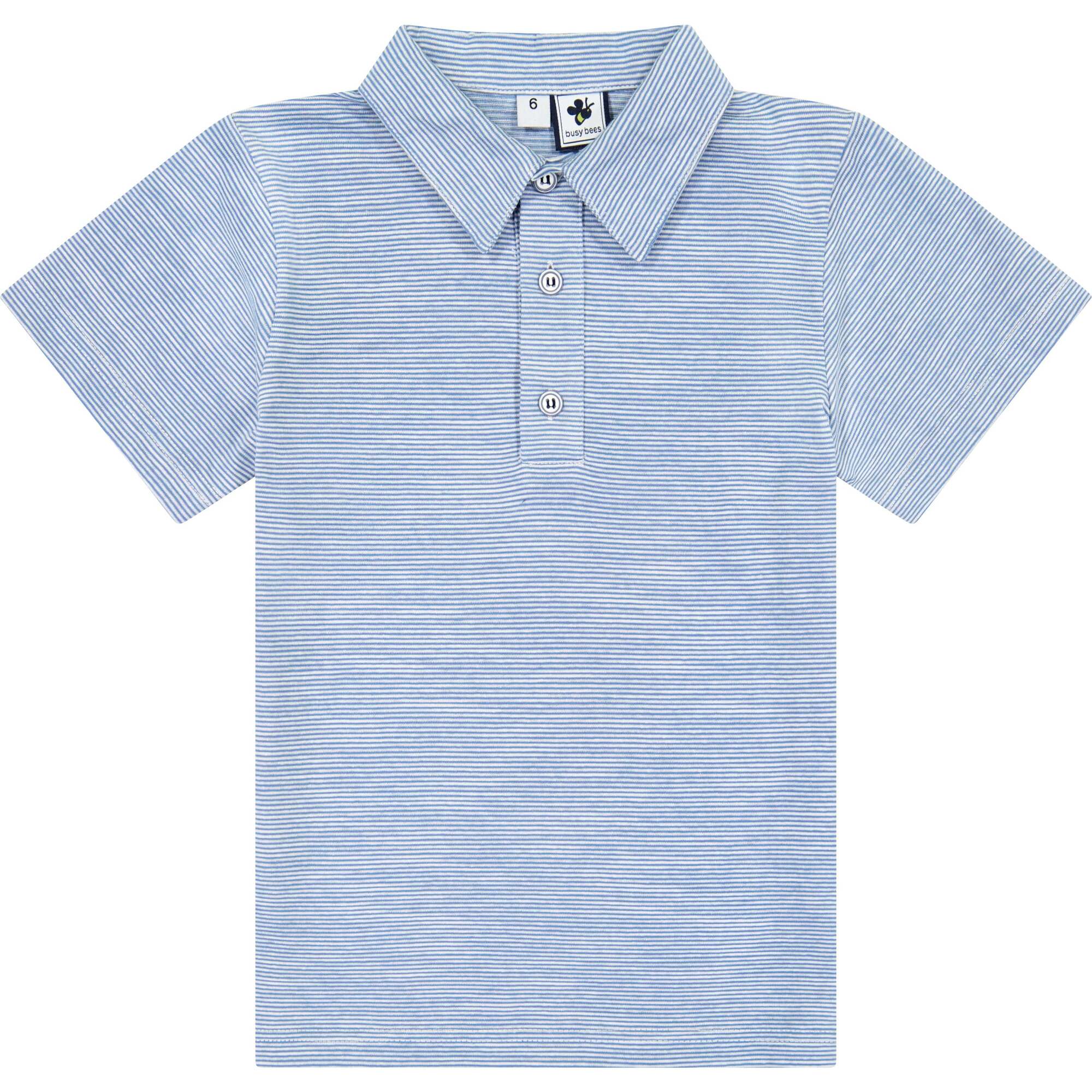 Busy Bees Short Sleeve Polo, Blue Chambray - Polo Shirts - 1