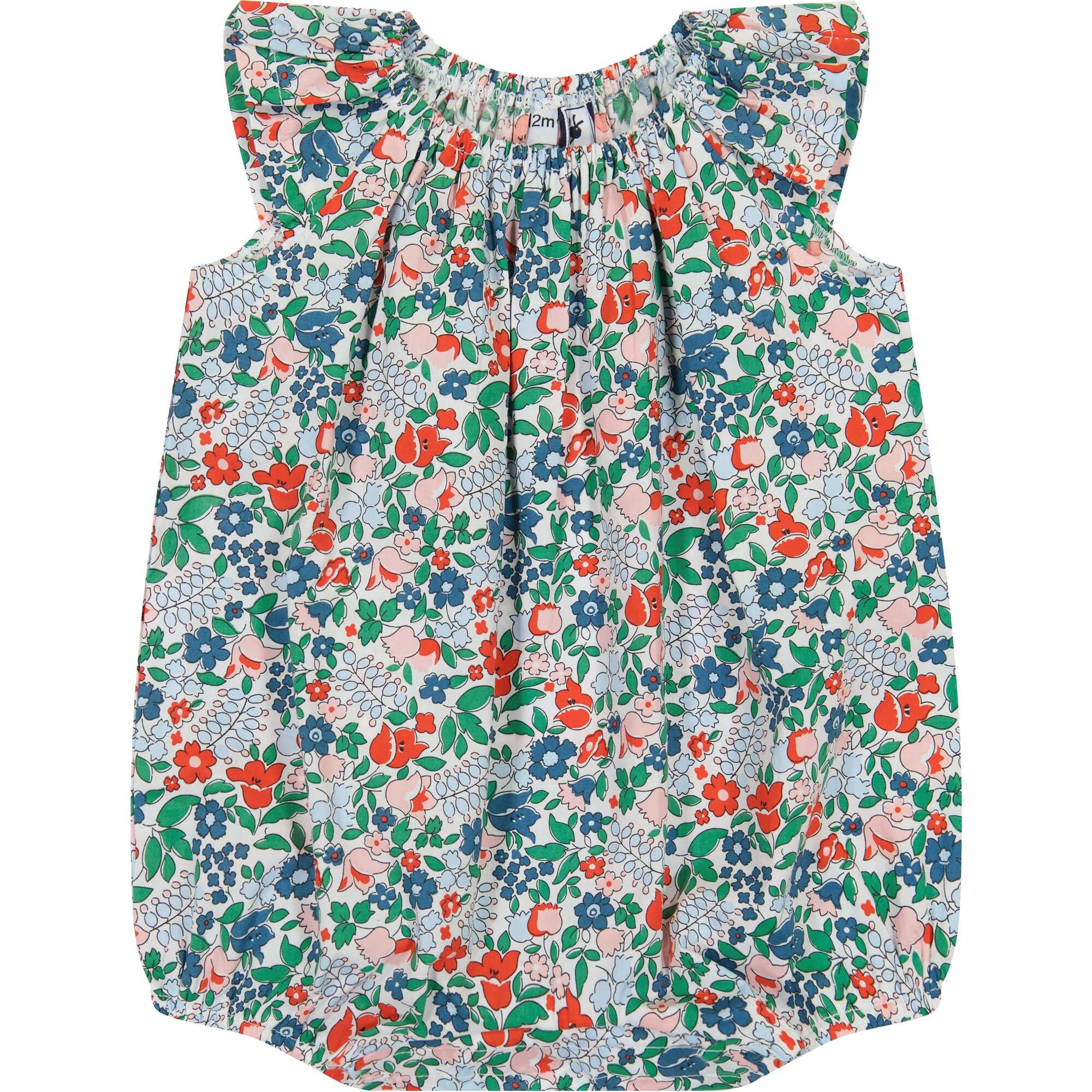 Amelia Flutter Sleeve Romper, Green Floral - Rompers - 1