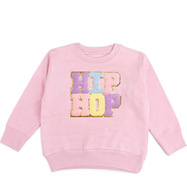 Hip Hop Patch L/S Sweatshirt, Lt Pink