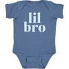 Lil Bro Short Sleeve Bodysuit, Indigo - Onesies - 1 - thumbnail