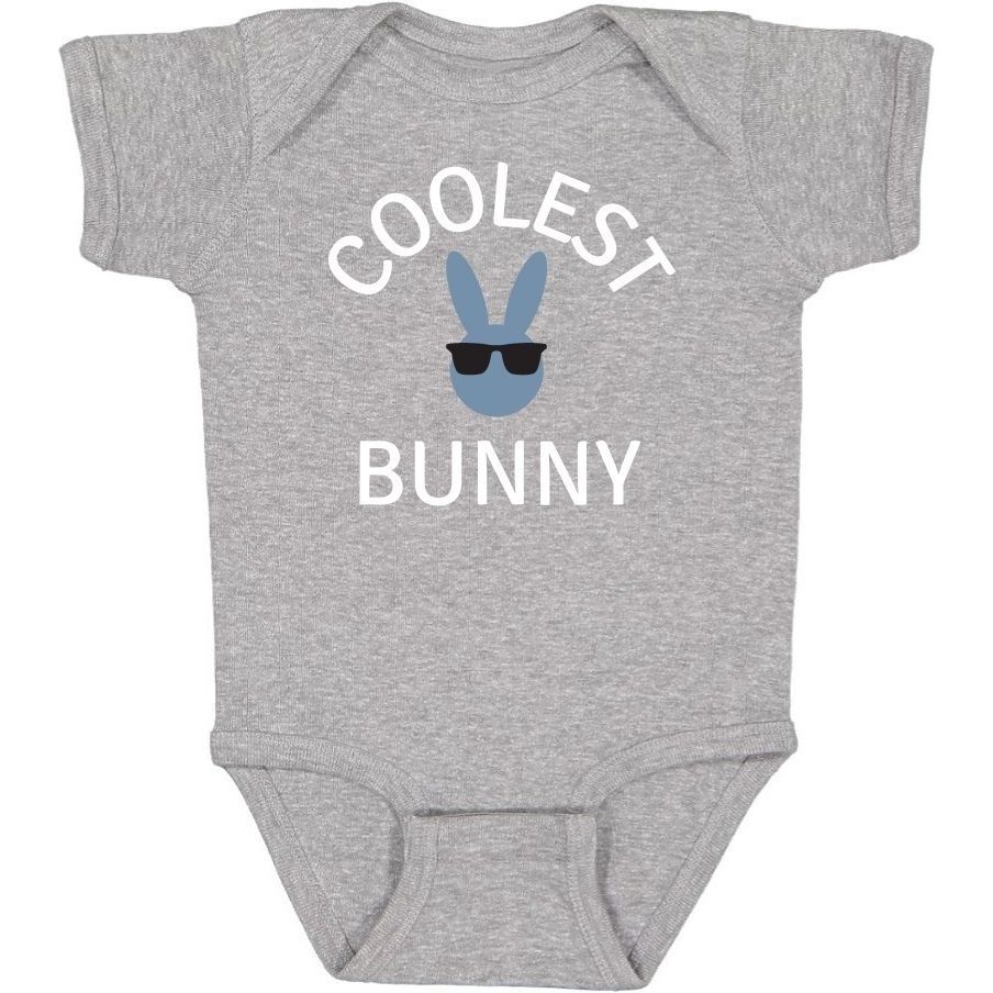 Coolest Bunny S/S Bodysuit, Gray - Shirts - 1