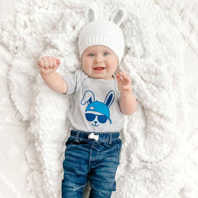 Bunny Dude S/S Bodysuit, Gray - Shirts - 2