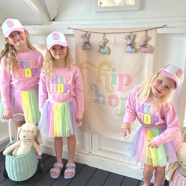 Girl Bunny Patch Hat, Pink - Hats - 6