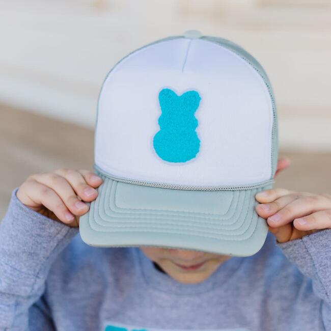 Boy Bunny Patch Hat, Blue - Hats - 3