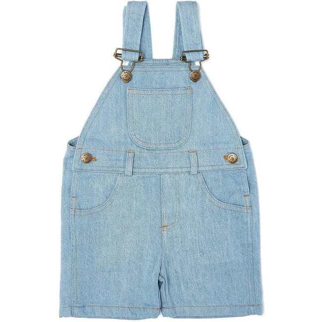 Classic Denim Overall Shorts, Faded Denim - Overalls - 1