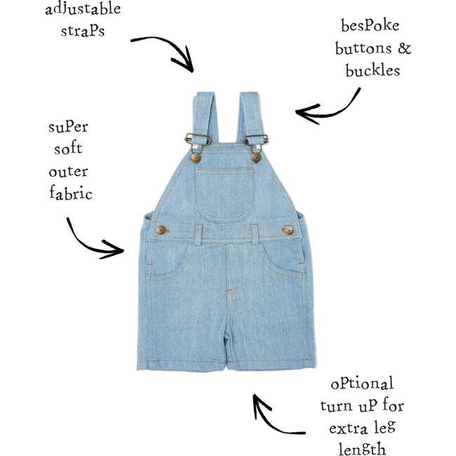 Classic Denim Overall Shorts, Faded Denim - Overalls - 6