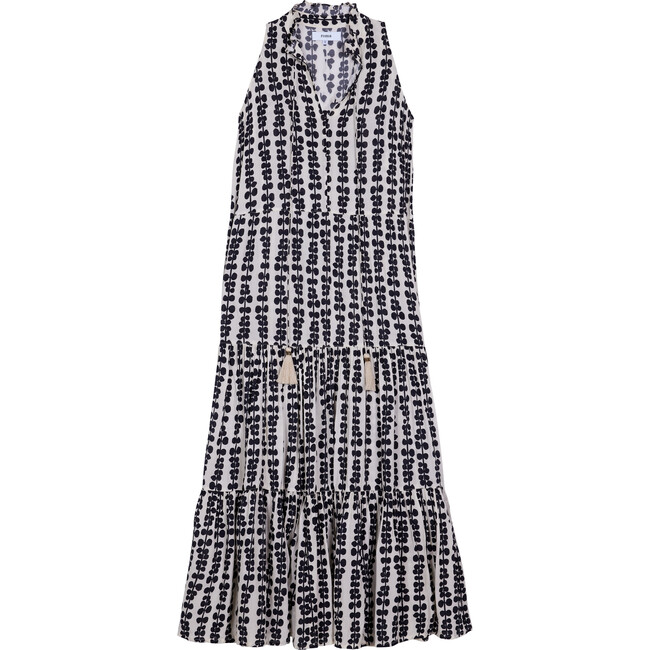 Women's Sienna Maxi Short Sleeve Leaves Print Dress, Black
