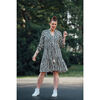Women's Sienna Midi Leaves Print Dress, Black - Dresses - 2