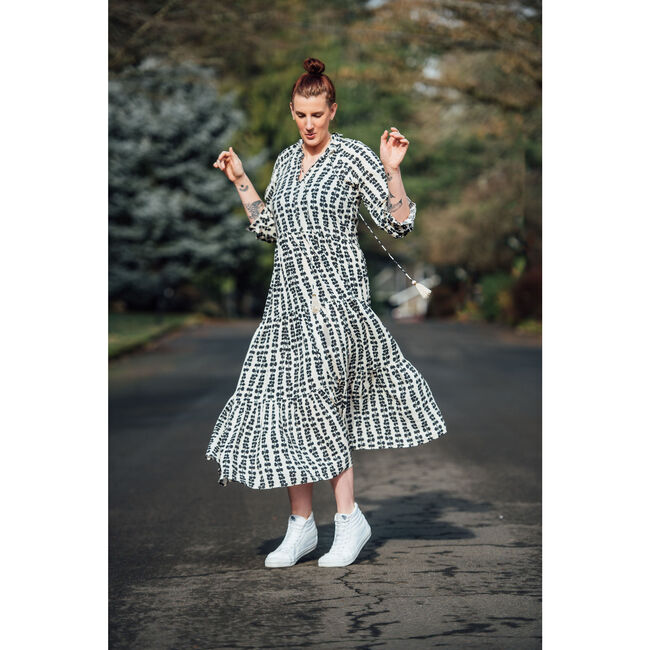 Women's Sienna Maxi Leaves Print Dress, Black - Dresses - 2