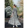 Women's Sienna Maxi Leaves Print Dress, Black - Dresses - 4