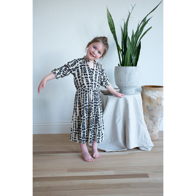 Sienna Kids Leaves Print Dress, Black - Dresses - 2