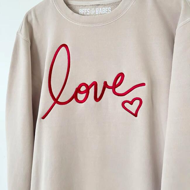 Women's Ultra Love Embroidered Sweatshirt, Beige - Sweatshirts - 2
