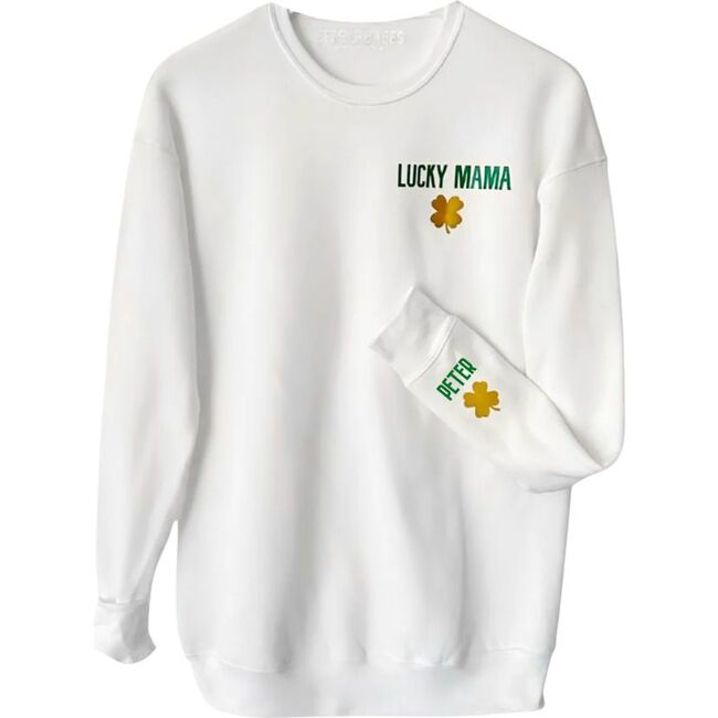 Women's Luck On The Cuff Sweatshirt, White - Sweatshirts - 1