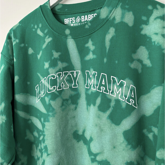 Women's Lucky Mama Tie-Dye Sweatshirt, Green - Sweatshirts - 2
