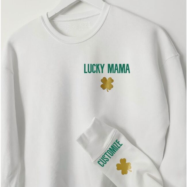 Women's Luck On The Cuff Sweatshirt, White - Sweatshirts - 2