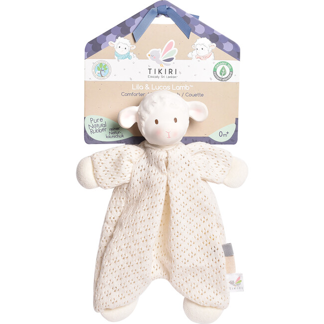Bahbah the Lamb Lovey with Natural Rubber Teether Head - Teethers - 3