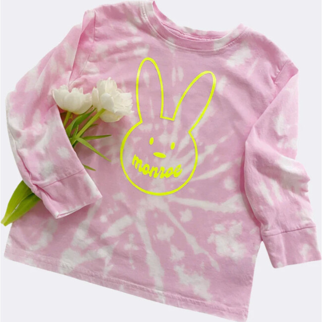 Personalizable Bunny Tie-Dye T-Shirt, Pink - Tees - 3