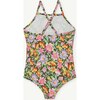 Flowers Trout Swimsuit, Deep Brown - One Pieces - 2 - thumbnail