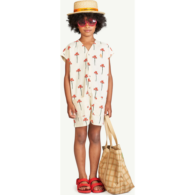 Carnations Flowers Ape Jumpsuit, White - Rompers - 3