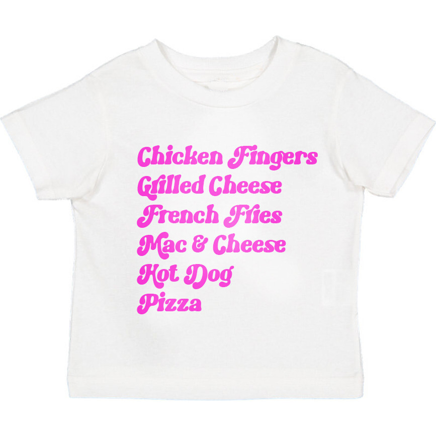 Kids Menu Crew Neck Tee, White - T-Shirts - 1