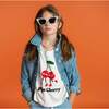 Mon Cherry Print Boxy Oversized Crew Neck Tee, White - T-Shirts - 2
