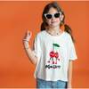 Mon Cherry Print Boxy Oversized Crew Neck Tee, White - T-Shirts - 3