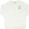 Custom Embroidered Cardigan With Floral Initial, Cream - Cardigans - 3