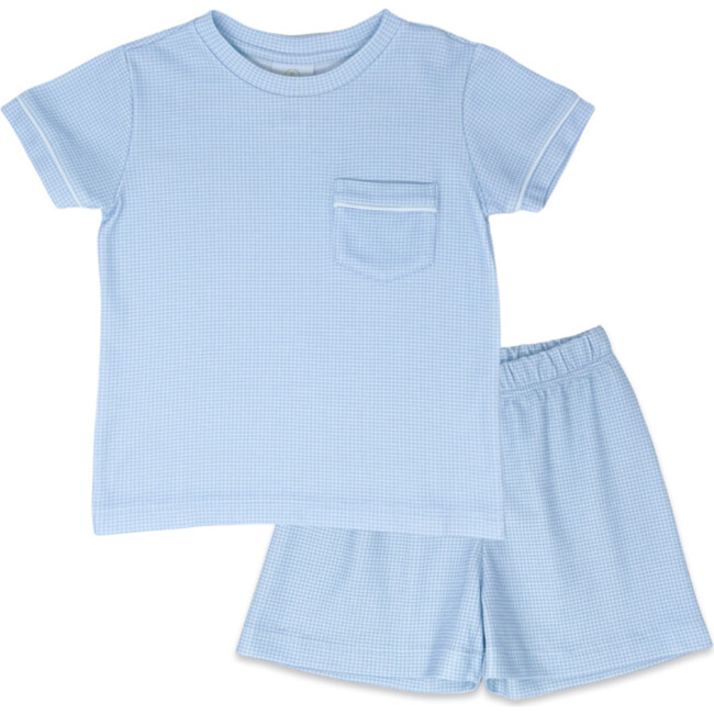 Charlie Mini Gingham Short Set, All Light Blue