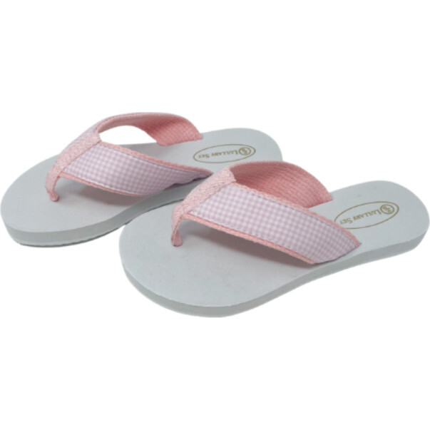 Mini Gingham Flip Flop, Pink - Sandals - 1
