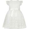 Fleur Luxury Tulle Flower Girls Dress, White - Dresses - 1 - thumbnail