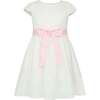 Grace Embroidered Cotton Flower Girls Dress, White & Pink - Dresses - 1 - thumbnail