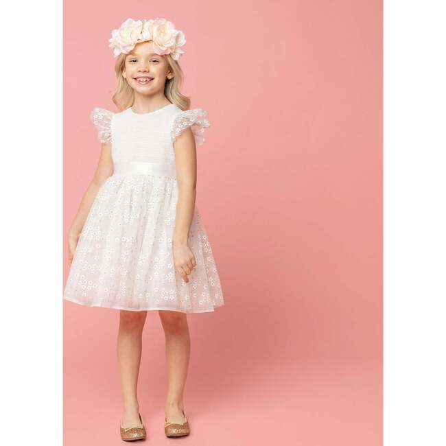 Fleur Luxury Tulle Flower Girls Dress, White - Dresses - 2