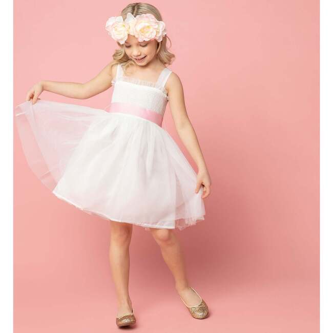 Ballet Tutu Tulle Flower Girl Dress, White & Pink - Dresses - 3