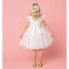 Fleur Luxury Tulle Flower Girls Dress, White - Dresses - 4 - thumbnail