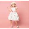 Grace Embroidered Cotton Flower Girls Dress, White & Pink - Dresses - 3 - thumbnail